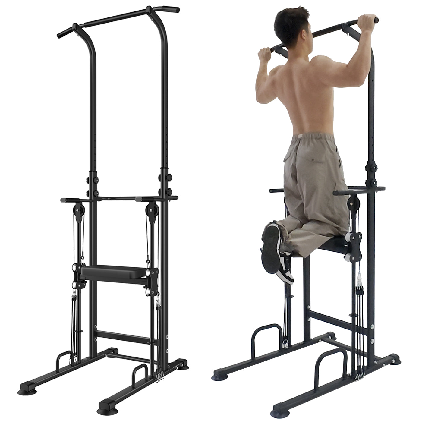 WASAI MK-TH300 アシスト付き懸垂マシン｜左右計8本バンドで補助調整・高さ10段階・耐荷重150kg（ディップス/プッシュアップ対応）